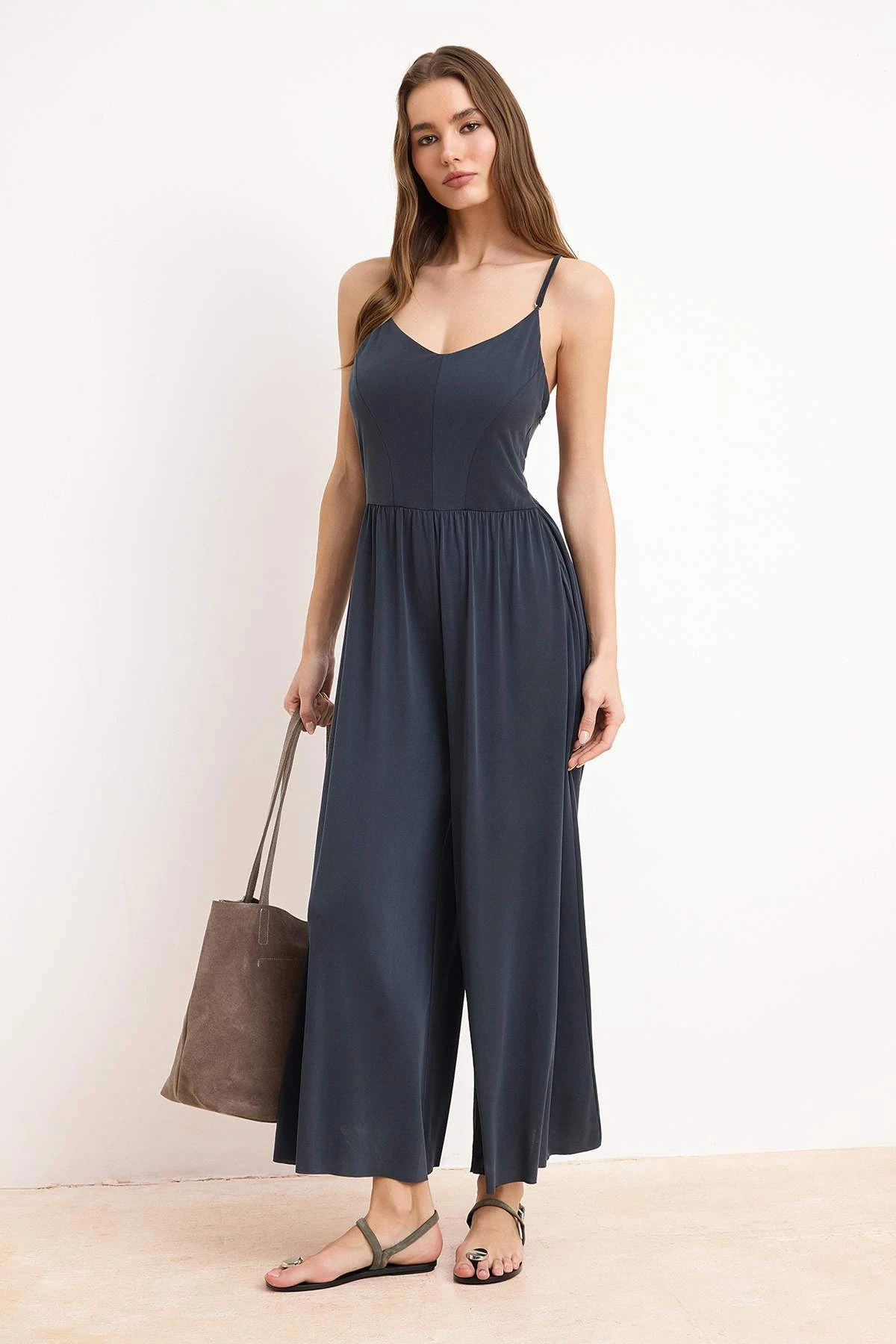 Trendyolmilla Women's Gray Flat Sleeveless Casual/daily Relaxed Overalls - Image 5