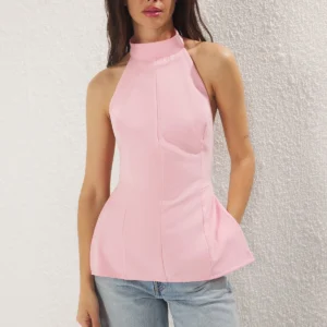 Women's Plain Sleeveless Fitted Blouse