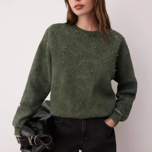 Women's black Straight Long Sleeve Regular Sweatshirts