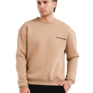 JUSTEVER Crew Neck Embroidered Raised Fleece Inside Mink Men's Sweatshirt - Volar