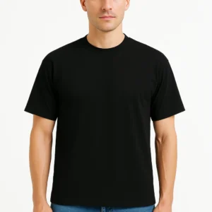 JUSTEVER 100% Cotton Oversize Fit Crew Neck Black Men's T-Shirt - Alpha
