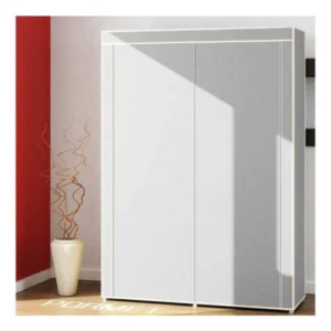2 Compartment Plastic Cloth Cabinet, Cloth Shoe Rack - GRAY