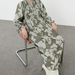 Modest Women's Floral Maxi Long Sleeve Casual Regular Dress