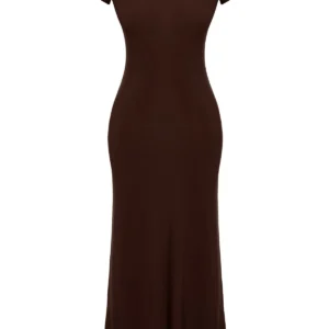 Women's Plain Maxi Short Casual Fitted Dress