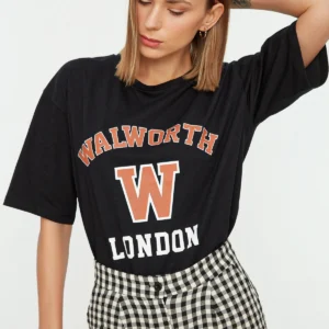 Trendyolmilla Loose Printed Knitted T-Shirt