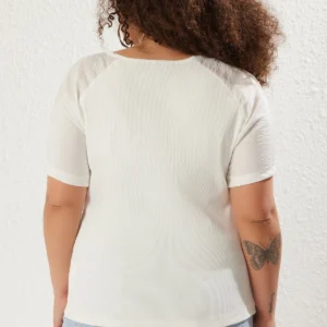 Curve Women's Plain Short Regular Plus Size Blouse