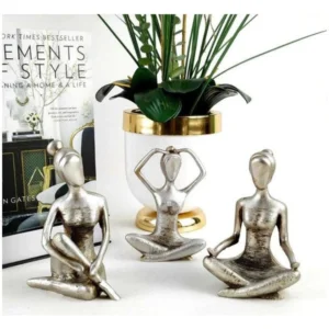 3 Piece Decorative Yoga Girl Silver